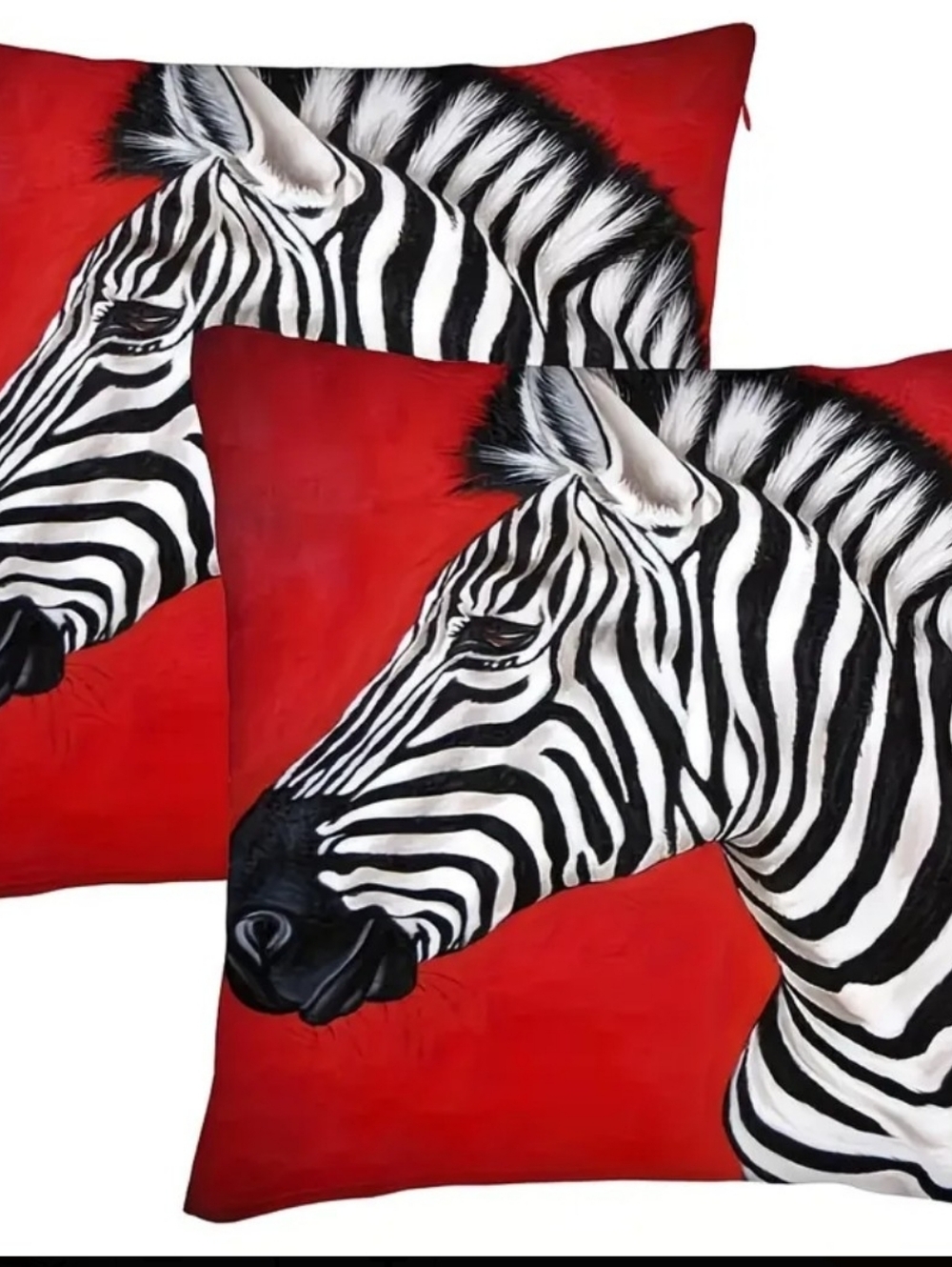 Zebra Print Throw Pillows - Bold Red & Black/White